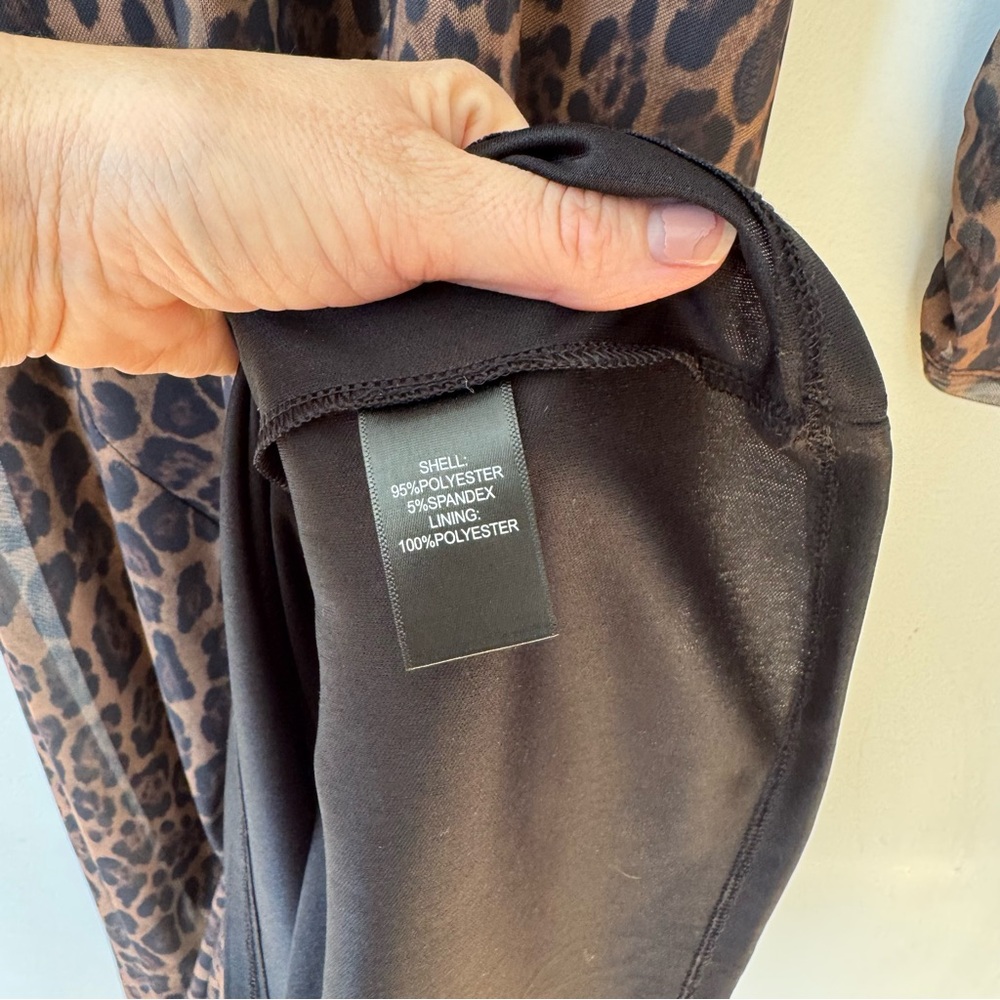 Rachel Zoe Leopard Mesh Midi Dress Brown and Black Animal Print XS - Picture 11 of 11